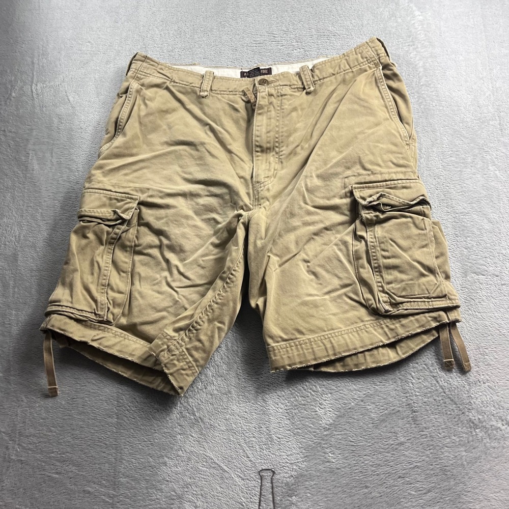 Abercrombie & Fitch Mens Paratrooper Cargo Shorts Khaki Tan Cotton Size 36